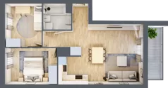 3 pokoje, mieszkanie 56,21 m², piętro 7, oferta nr E2-B109, Warszawski Świt Etap XI, Warszawa, Targówek, Bródno, ul. Warszawski Świt