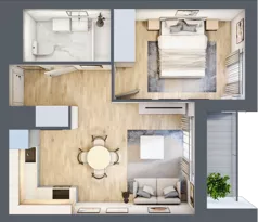 2 pokoje, mieszkanie 38,39 m², piętro 6, oferta nr E2-B101, Warszawski Świt Etap XI, Warszawa, Targówek, Bródno, ul. Warszawski Świt