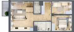 3 pokoje, mieszkanie 58,72 m², piętro 1, oferta nr B50, Zakątek Włochy, Warszawa, Włochy, ul. Robotnicza 11/13