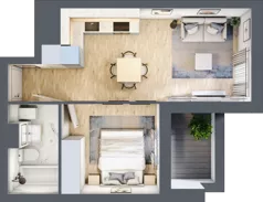 2 pokoje, mieszkanie 35,46 m², piętro 1, oferta nr L-B075, Warszawski Świt Etap XII, Warszawa, Targówek, Bródno, ul. Warszawski Świt