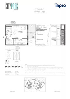1 pokój, mieszkanie 34,26 m², piętro 1, oferta nr G.1.1.4, City Park, Gdańsk, Zaspa, Zaspa-Rozstaje, Al. Jana Pawła II 1, 1A