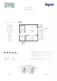 1 pokój, mieszkanie 34,27 m², piętro 4, oferta nr G.1.4.4, City Park, Gdańsk, Zaspa, Zaspa-Rozstaje, Al. Jana Pawła II 1, 1A