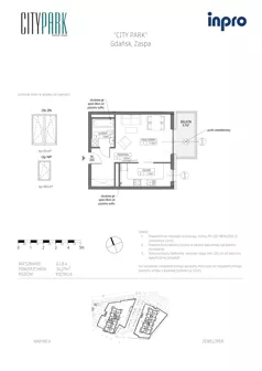 1 pokój, mieszkanie 34,34 m², piętro 6, oferta nr G.1.6.4, City Park, Gdańsk, Zaspa, Zaspa-Rozstaje, Al. Jana Pawła II 1, 1A