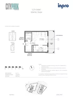 1 pokój, mieszkanie 34,38 m², piętro 7, oferta nr G.1.7.4, City Park, Gdańsk, Zaspa, Zaspa-Rozstaje, Al. Jana Pawła II 1, 1A