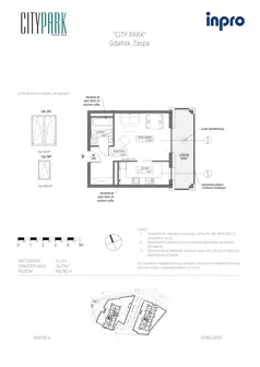 1 pokój, mieszkanie 34,20 m², piętro 9, oferta nr G.1.9.4, City Park, Gdańsk, Zaspa, Zaspa-Rozstaje, Al. Jana Pawła II 1, 1A