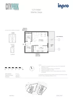 1 pokój, mieszkanie 34,27 m², piętro 4, oferta nr H.1.4.4, City Park, Gdańsk, Zaspa, Zaspa-Rozstaje, Al. Jana Pawła II 1, 1A