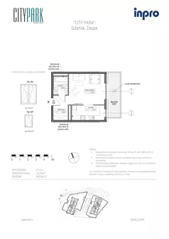 1 pokój, mieszkanie 34,30 m², piętro 5, oferta nr H.1.5.4, City Park, Gdańsk, Zaspa, Zaspa-Rozstaje, Al. Jana Pawła II 1, 1A
