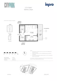 1 pokój, mieszkanie 34,32 m², piętro 6, oferta nr H.1.6.4, City Park, Gdańsk, Zaspa, Zaspa-Rozstaje, Al. Jana Pawła II 1, 1A