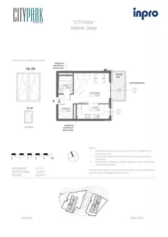 1 pokój, mieszkanie 34,25 m², piętro 7, oferta nr H.1.7.4, City Park, Gdańsk, Zaspa, Zaspa-Rozstaje, Al. Jana Pawła II 1, 1A