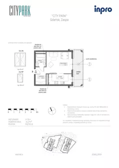 1 pokój, mieszkanie 34,28 m², piętro 8, oferta nr H.1.8.4, City Park, Gdańsk, Zaspa, Zaspa-Rozstaje, Al. Jana Pawła II 1, 1A