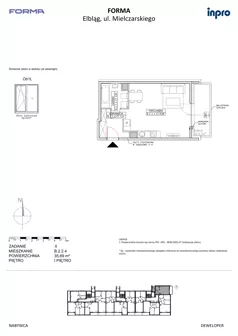 1 pokój, mieszkanie 35,89 m², piętro 1, oferta nr B.2.2.4, FORMA - II etap, Elbląg, Zatorze, ul. Malborska