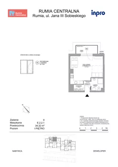 1 pokój, mieszkanie 34,32 m², piętro 1, oferta nr E.2.2.1, Rumia Centralna II , Rumia, ul. Sobieskiego