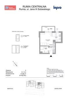 1 pokój, mieszkanie 31,86 m², piętro 3, oferta nr E.1.4.4, Rumia Centralna II , Rumia, ul. Sobieskiego