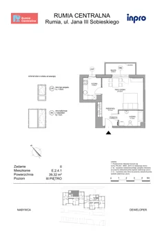 1 pokój, mieszkanie 39,32 m², piętro 3, oferta nr E.2.4.1, Rumia Centralna II , Rumia, ul. Sobieskiego