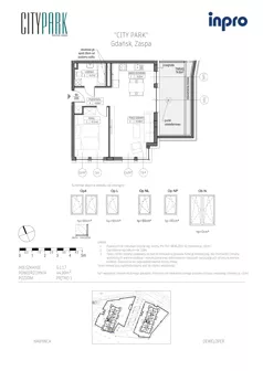 2 pokoje, mieszkanie 44,99 m², piętro 1, oferta nr G.1.1.7, City Park, Gdańsk, Zaspa, Zaspa-Rozstaje, Al. Jana Pawła II 1, 1A