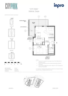 2 pokoje, mieszkanie 50,10 m², piętro 6, oferta nr G.1.6.2, City Park, Gdańsk, Zaspa, Zaspa-Rozstaje, Al. Jana Pawła II 1, 1A
