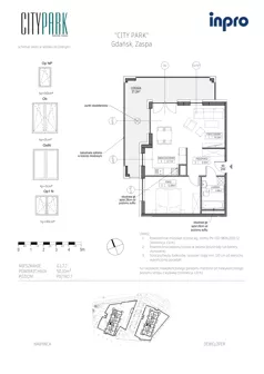 2 pokoje, mieszkanie 50,06 m², piętro 7, oferta nr G.1.7.2, City Park, Gdańsk, Zaspa, Zaspa-Rozstaje, Al. Jana Pawła II 1, 1A