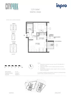 2 pokoje, mieszkanie 44,59 m², piętro 7, oferta nr G.1.7.5, City Park, Gdańsk, Zaspa, Zaspa-Rozstaje, Al. Jana Pawła II 1, 1A