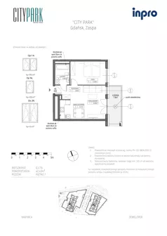 2 pokoje, mieszkanie 42,42 m², piętro 7, oferta nr G.1.7.6, City Park, Gdańsk, Zaspa, Zaspa-Rozstaje, Al. Jana Pawła II 1, 1A