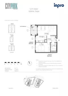 2 pokoje, mieszkanie 47,57 m², piętro 7, oferta nr G.1.7.9, City Park, Gdańsk, Zaspa, Zaspa-Rozstaje, Al. Jana Pawła II 1, 1A