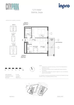 2 pokoje, mieszkanie 42,50 m², piętro 8, oferta nr G.1.8.6, City Park, Gdańsk, Zaspa, Zaspa-Rozstaje, Al. Jana Pawła II 1, 1A
