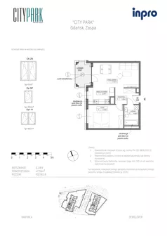 2 pokoje, mieszkanie 47,39 m², piętro 8, oferta nr G.1.8.9, City Park, Gdańsk, Zaspa, Zaspa-Rozstaje, Al. Jana Pawła II 1, 1A