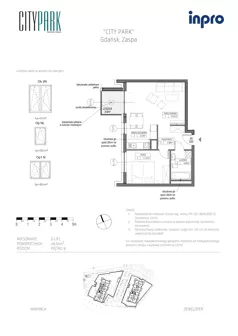 2 pokoje, mieszkanie 46,53 m², piętro 9, oferta nr G.1.9.1, City Park, Gdańsk, Zaspa, Zaspa-Rozstaje, Al. Jana Pawła II 1, 1A
