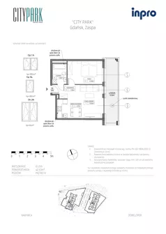2 pokoje, mieszkanie 42,43 m², piętro 9, oferta nr G.1.9.6, City Park, Gdańsk, Zaspa, Zaspa-Rozstaje, Al. Jana Pawła II 1, 1A