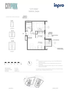 2 pokoje, mieszkanie 44,50 m², piętro 10, oferta nr G.1.10.5, City Park, Gdańsk, Zaspa, Zaspa-Rozstaje, Al. Jana Pawła II 1, 1A