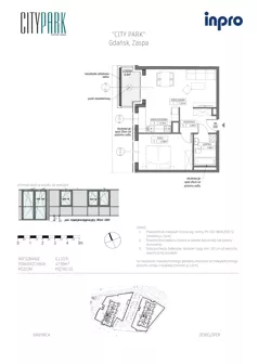 2 pokoje, mieszkanie 47,57 m², piętro 10, oferta nr G.1.10.9, City Park, Gdańsk, Zaspa, Zaspa-Rozstaje, Al. Jana Pawła II 1, 1A