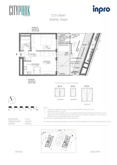 2 pokoje, mieszkanie 42,43 m², piętro 1, oferta nr H.1.1.6, City Park, Gdańsk, Zaspa, Zaspa-Rozstaje, Al. Jana Pawła II 1, 1A
