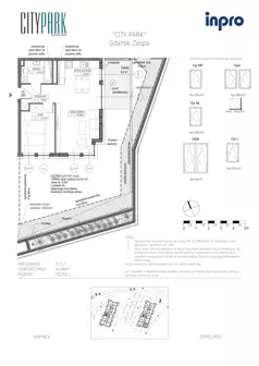 2 pokoje, mieszkanie 44,99 m², piętro 1, oferta nr H.1.1.7, City Park, Gdańsk, Zaspa, Zaspa-Rozstaje, Al. Jana Pawła II 1, 1A