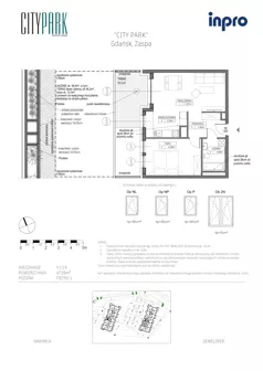 2 pokoje, mieszkanie 47,59 m², piętro 1, oferta nr H.1.1.9, City Park, Gdańsk, Zaspa, Zaspa-Rozstaje, Al. Jana Pawła II 1, 1A