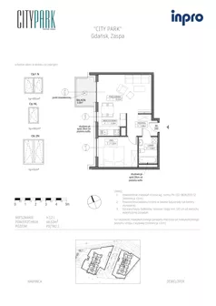 2 pokoje, mieszkanie 46,51 m², piętro 2, oferta nr H.1.2.1, City Park, Gdańsk, Zaspa, Zaspa-Rozstaje, Al. Jana Pawła II 1, 1A
