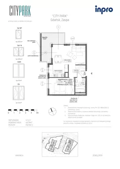 2 pokoje, mieszkanie 50,10 m², piętro 2, oferta nr H.1.2.2, City Park, Gdańsk, Zaspa, Zaspa-Rozstaje, Al. Jana Pawła II 1, 1A