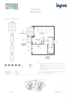 2 pokoje, mieszkanie 47,49 m², piętro 5, oferta nr H.1.5.9, City Park, Gdańsk, Zaspa, Zaspa-Rozstaje, Al. Jana Pawła II 1, 1A