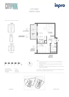 2 pokoje, mieszkanie 46,47 m², piętro 6, oferta nr H.1.6.1, City Park, Gdańsk, Zaspa, Zaspa-Rozstaje, Al. Jana Pawła II 1, 1A