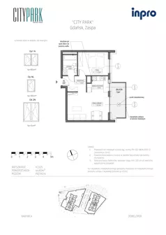 2 pokoje, mieszkanie 44,59 m², piętro 6, oferta nr H.1.6.5, City Park, Gdańsk, Zaspa, Zaspa-Rozstaje, Al. Jana Pawła II 1, 1A