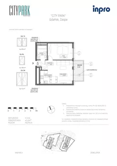 2 pokoje, mieszkanie 42,47 m², piętro 6, oferta nr H.1.6.6, City Park, Gdańsk, Zaspa, Zaspa-Rozstaje, Al. Jana Pawła II 1, 1A