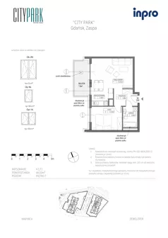 2 pokoje, mieszkanie 46,58 m², piętro 7, oferta nr H.1.7.1, City Park, Gdańsk, Zaspa, Zaspa-Rozstaje, Al. Jana Pawła II 1, 1A