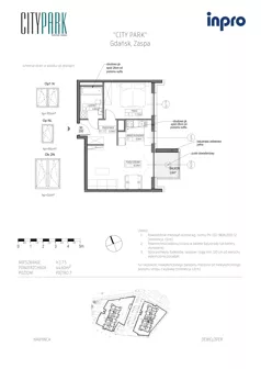 2 pokoje, mieszkanie 44,56 m², piętro 7, oferta nr H.1.7.5, City Park, Gdańsk, Zaspa, Zaspa-Rozstaje, Al. Jana Pawła II 1, 1A