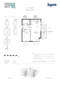 2 pokoje, mieszkanie 45,00 m², piętro 7, oferta nr H.1.7.7, City Park, Gdańsk, Zaspa, Zaspa-Rozstaje, Al. Jana Pawła II 1, 1A