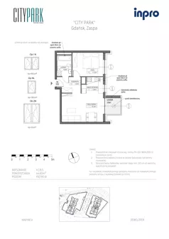 2 pokoje, mieszkanie 44,62 m², piętro 8, oferta nr H.1.8.5, City Park, Gdańsk, Zaspa, Zaspa-Rozstaje, Al. Jana Pawła II 1, 1A
