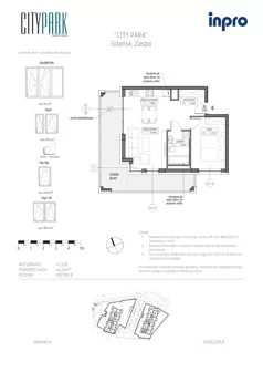 2 pokoje, mieszkanie 44,34 m², piętro 8, oferta nr H.1.8.8, City Park, Gdańsk, Zaspa, Zaspa-Rozstaje, Al. Jana Pawła II 1, 1A