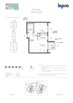 2 pokoje, mieszkanie 44,60 m², piętro 9, oferta nr H.1.9.5, City Park, Gdańsk, Zaspa, Zaspa-Rozstaje, Al. Jana Pawła II 1, 1A