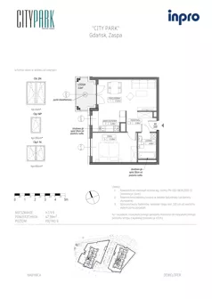 2 pokoje, mieszkanie 47,63 m², piętro 9, oferta nr H.1.9.9, City Park, Gdańsk, Zaspa, Zaspa-Rozstaje, Al. Jana Pawła II 1, 1A