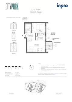 2 pokoje, mieszkanie 44,53 m², piętro 10, oferta nr H.1.10.5, City Park, Gdańsk, Zaspa, Zaspa-Rozstaje, Al. Jana Pawła II 1, 1A