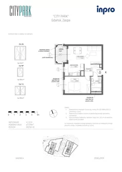 2 pokoje, mieszkanie 47,69 m², piętro 10, oferta nr H.1.10.9, City Park, Gdańsk, Zaspa, Zaspa-Rozstaje, Al. Jana Pawła II 1, 1A