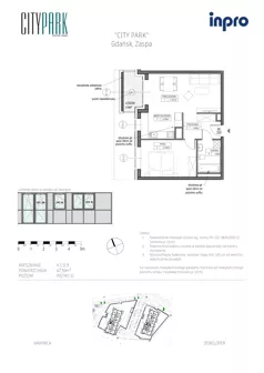2 pokoje, mieszkanie 47,65 m², piętro 11, oferta nr H.1.11.9, City Park, Gdańsk, Zaspa, Zaspa-Rozstaje, Al. Jana Pawła II 1, 1A