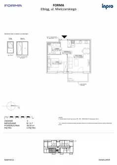 2 pokoje, mieszkanie 39,44 m², piętro 2, oferta nr B.1.3.7, FORMA - II etap, Elbląg, Zatorze, ul. Malborska